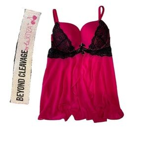 gorgeous Y2K black bow lingerie top